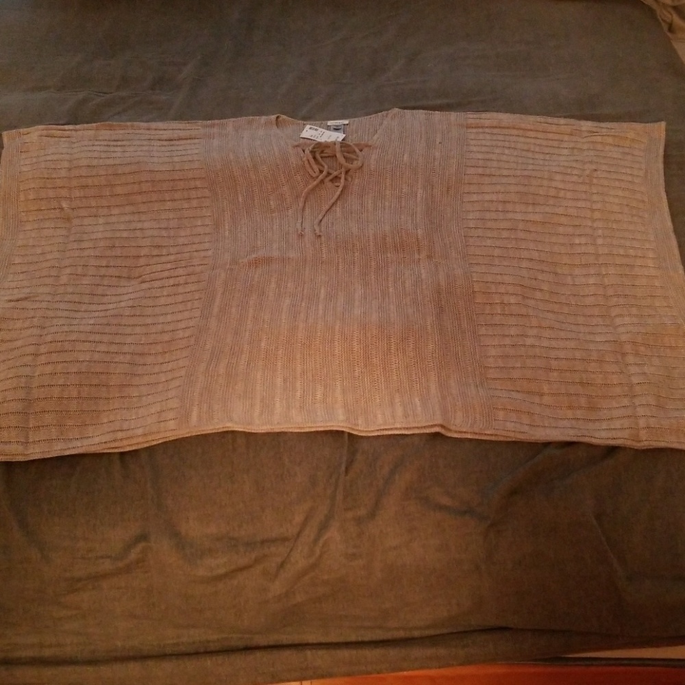 Avenue tan lace up poncho size 14/16